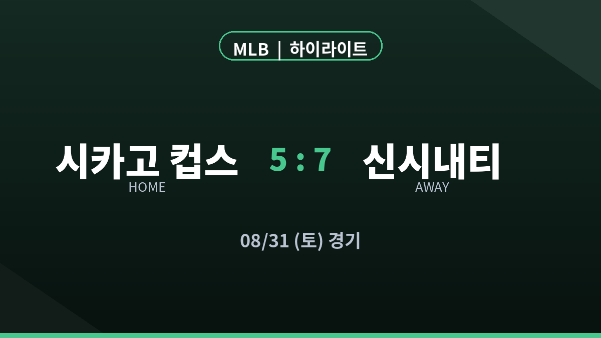 시카고 컵스 신시내티 MLB 하이라이트 최종 스코어 카드