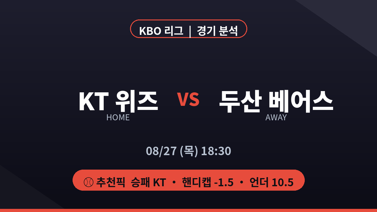KT 두산 KBO 리그 경기 분석 프리뷰 대진 카드