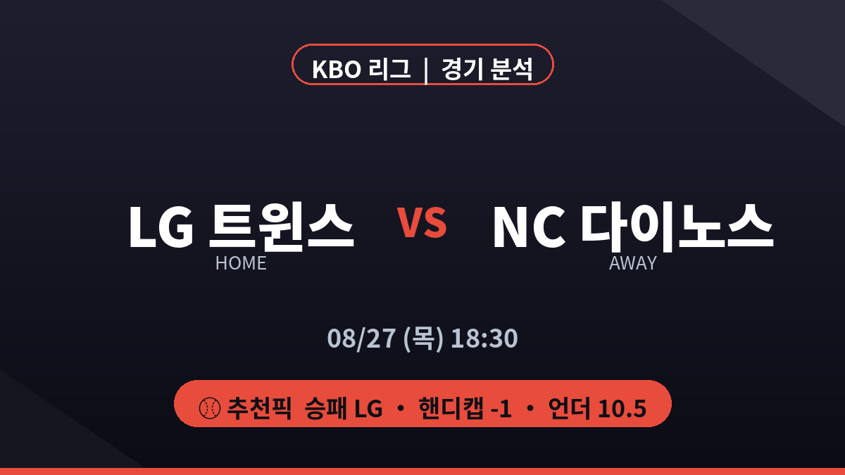 LG NC KBO 리그 경기 분석 프리뷰 대진 카드
