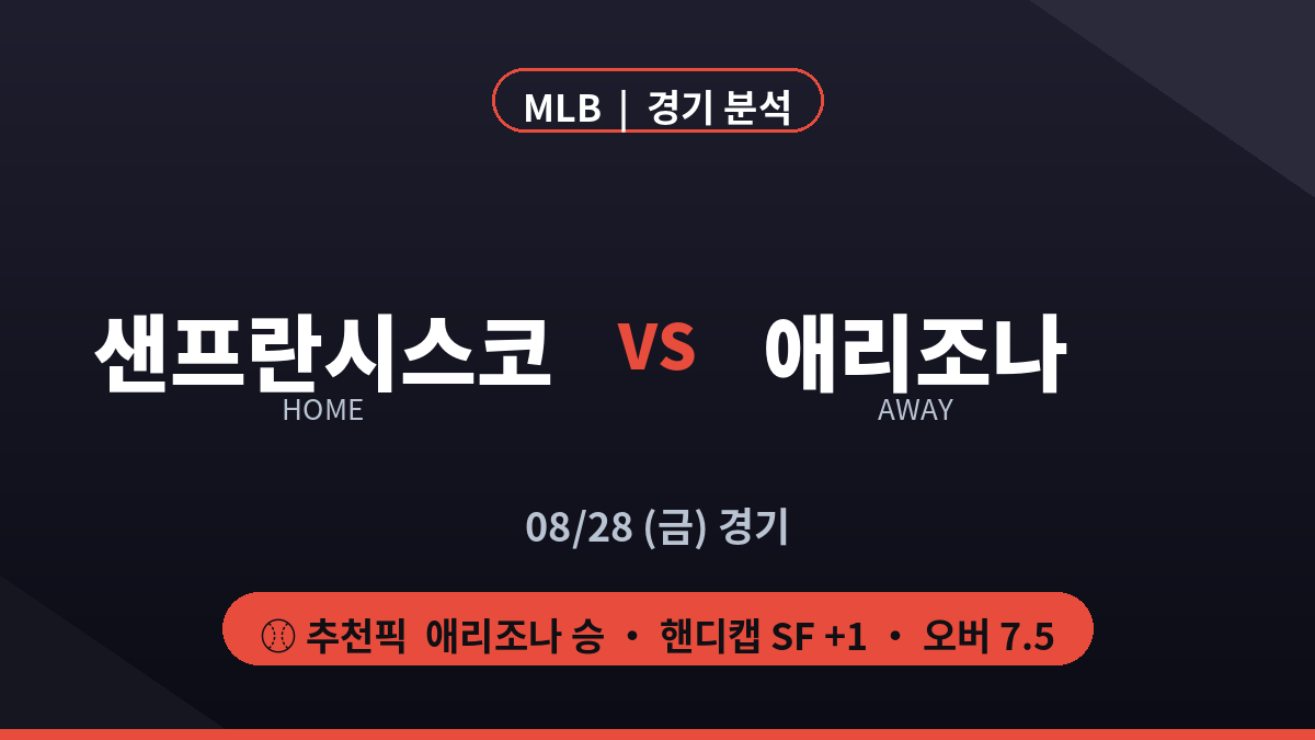 샌프란시스코 애리조나 MLB 경기 분석 프리뷰 대진 카드