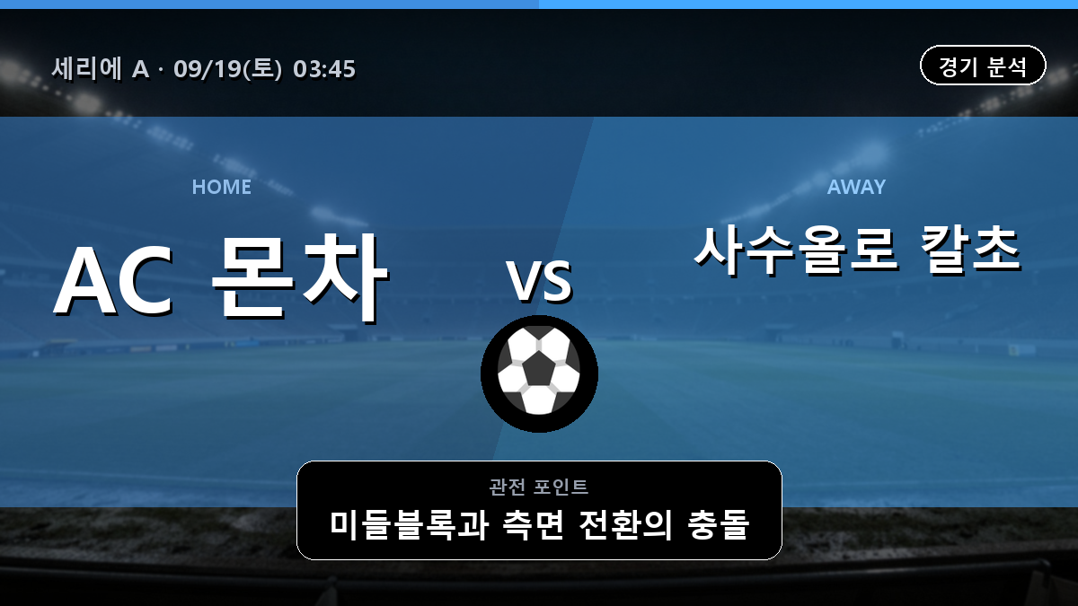 몬차 사수올로 칼초 세리에 A 경기 분석과 중계 정보