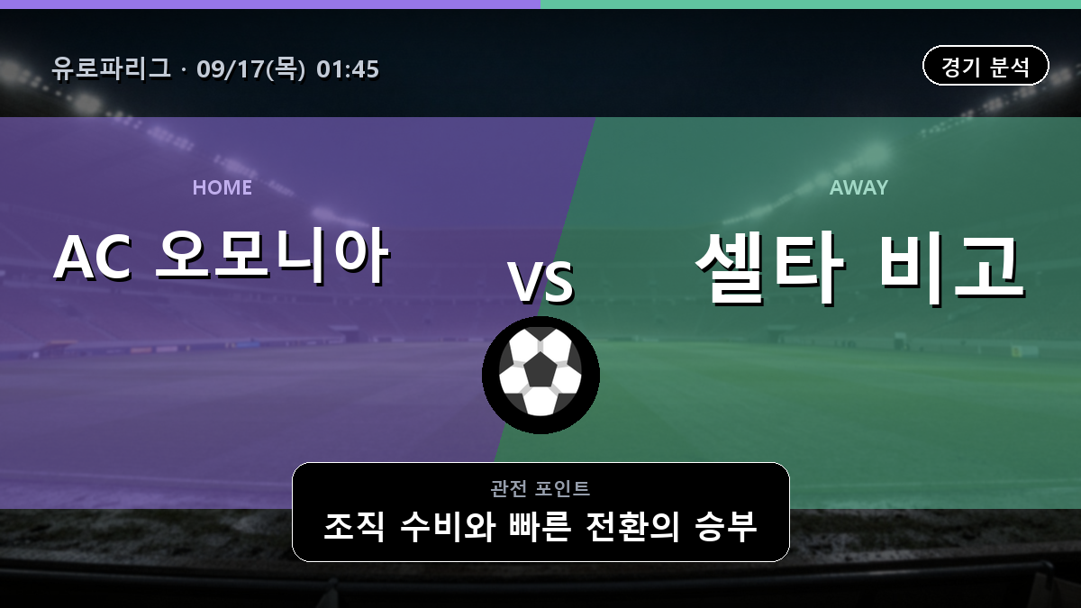 오모니아 셀타 비고 유로파리그 경기 분석과 중계 정보