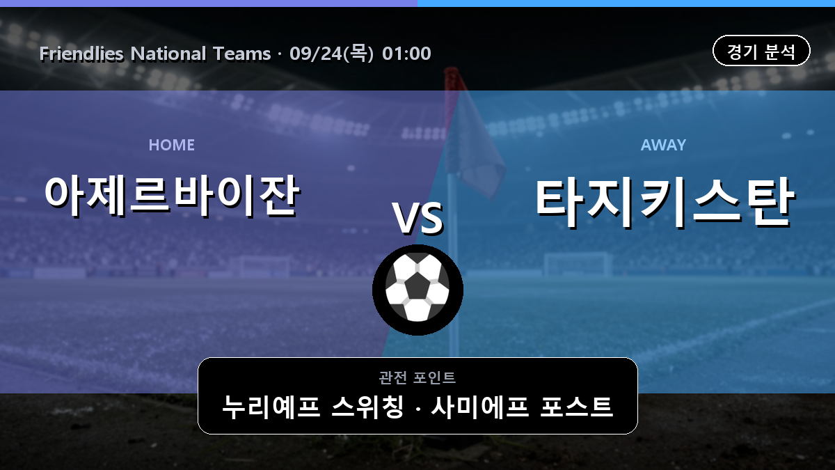 아제르바이잔 타지키스탄 Friendlies National Teams 경기 분석과 중계 정보