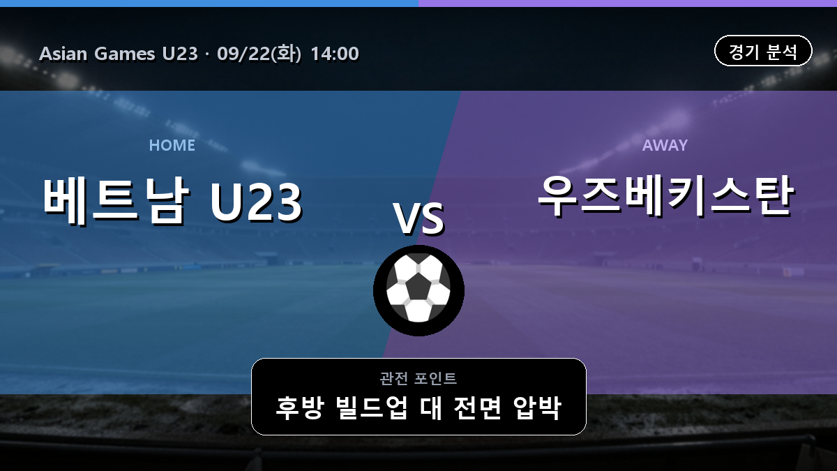 베트남 U23 우즈베키스탄 U23 Asian Games U23 경기 분석과 중계 정보