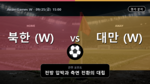 북한 (W) 대만 (W) Asian Games W 경기 분석과 중계 정보