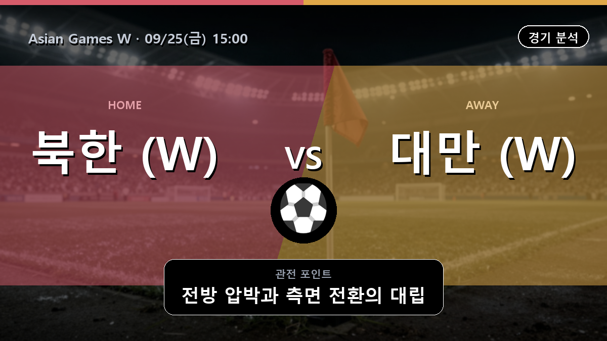 북한 (W) 대만 (W) Asian Games W 경기 분석과 중계 정보