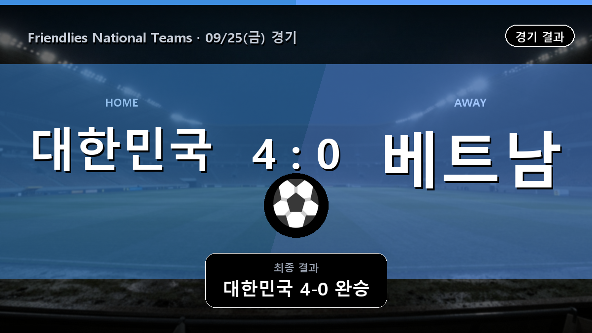 대한민국 베트남 Friendlies National Teams 경기 하이라이트 결과와 중계 정보