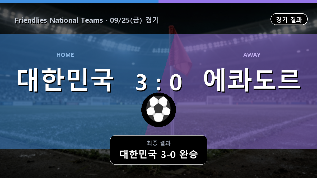 대한민국 에콰도르 Friendlies National Teams 경기 하이라이트 결과와 중계 정보