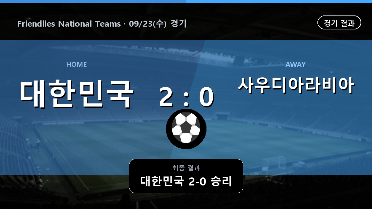 대한민국 사우디아라비아 Friendlies National Teams 경기 하이라이트 결과와 중계 정보