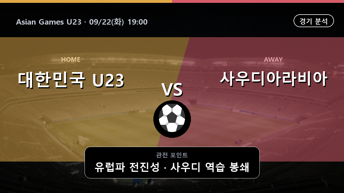 대한민국 U23 사우디아라비아 U23 Asian Games U23 경기 분석과 중계 정보