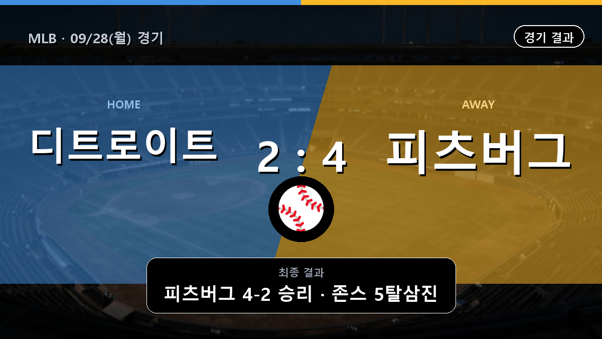 디트로이트 피츠버그 MLB 경기 하이라이트 결과와 중계 정보