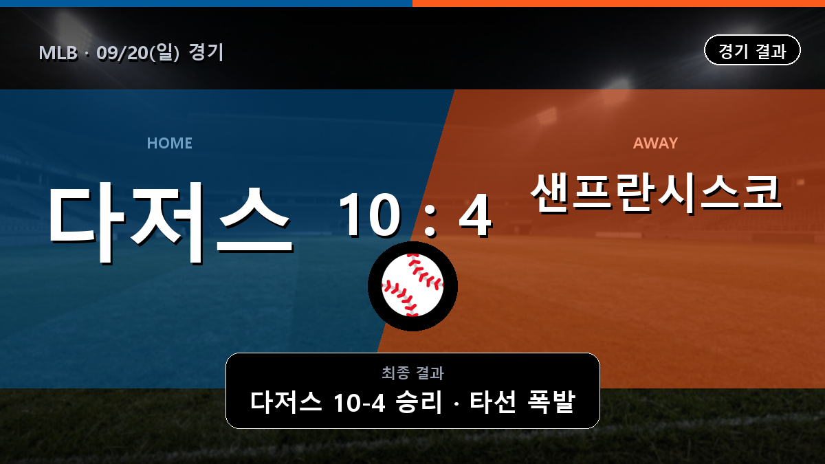 LA 다저스 샌프란시스코 MLB 경기 하이라이트 결과와 중계 정보