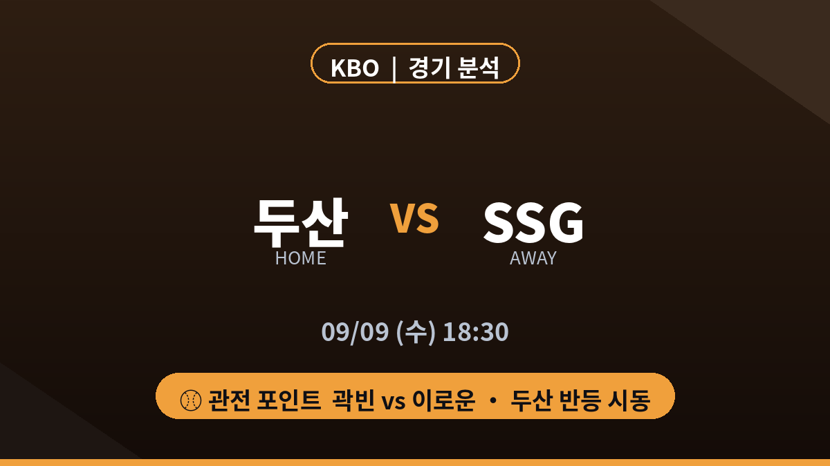두산 SSG KBO 경기 분석 대진 카드