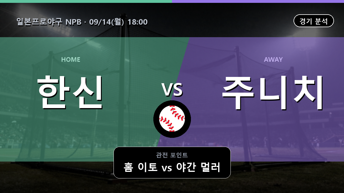 한신 주니치 일본프로야구 NPB 경기 분석과 중계 정보
