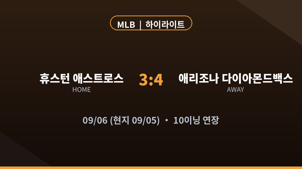 휴스턴 애리조나 MLB 하이라이트 최종 스코어 카드