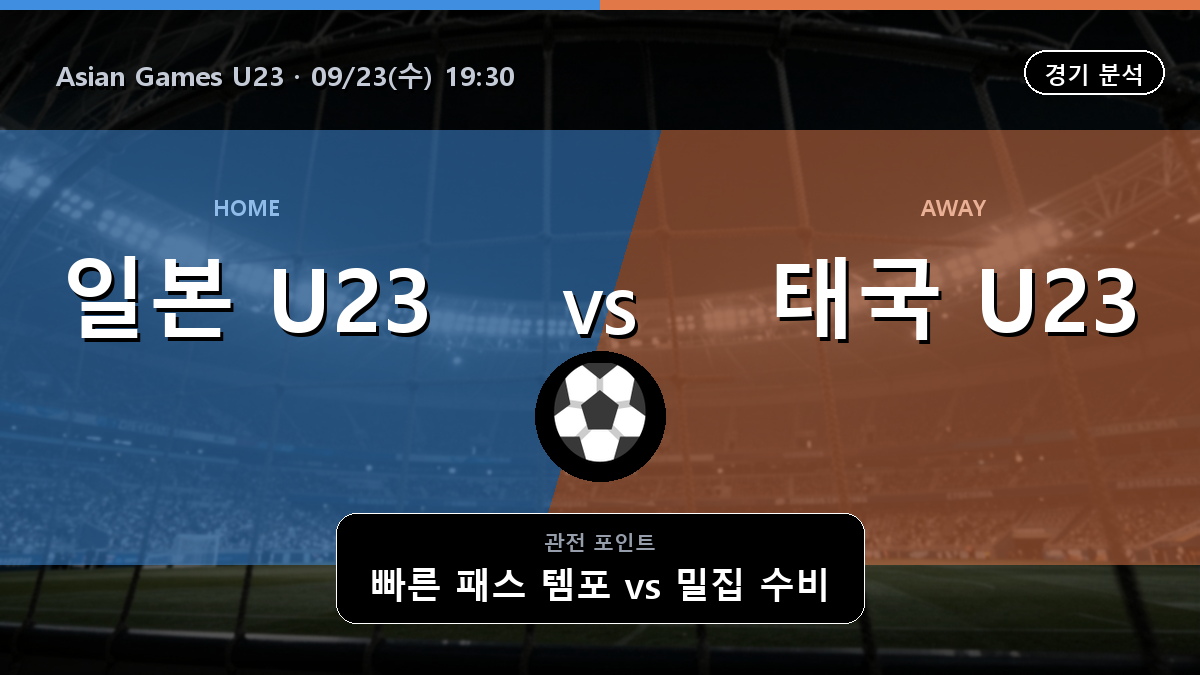 일본 U23 태국 U23 Asian Games U23 경기 분석과 중계 정보