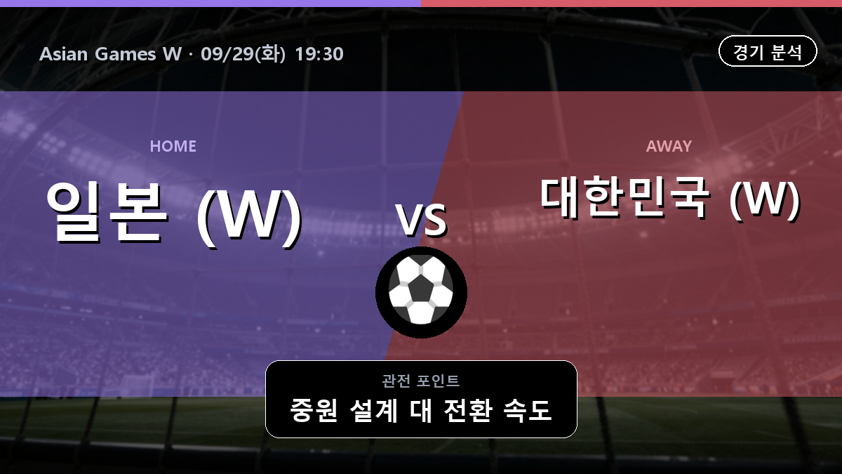 일본 (W) 대한민국 (W) Asian Games W 경기 분석과 중계 정보
