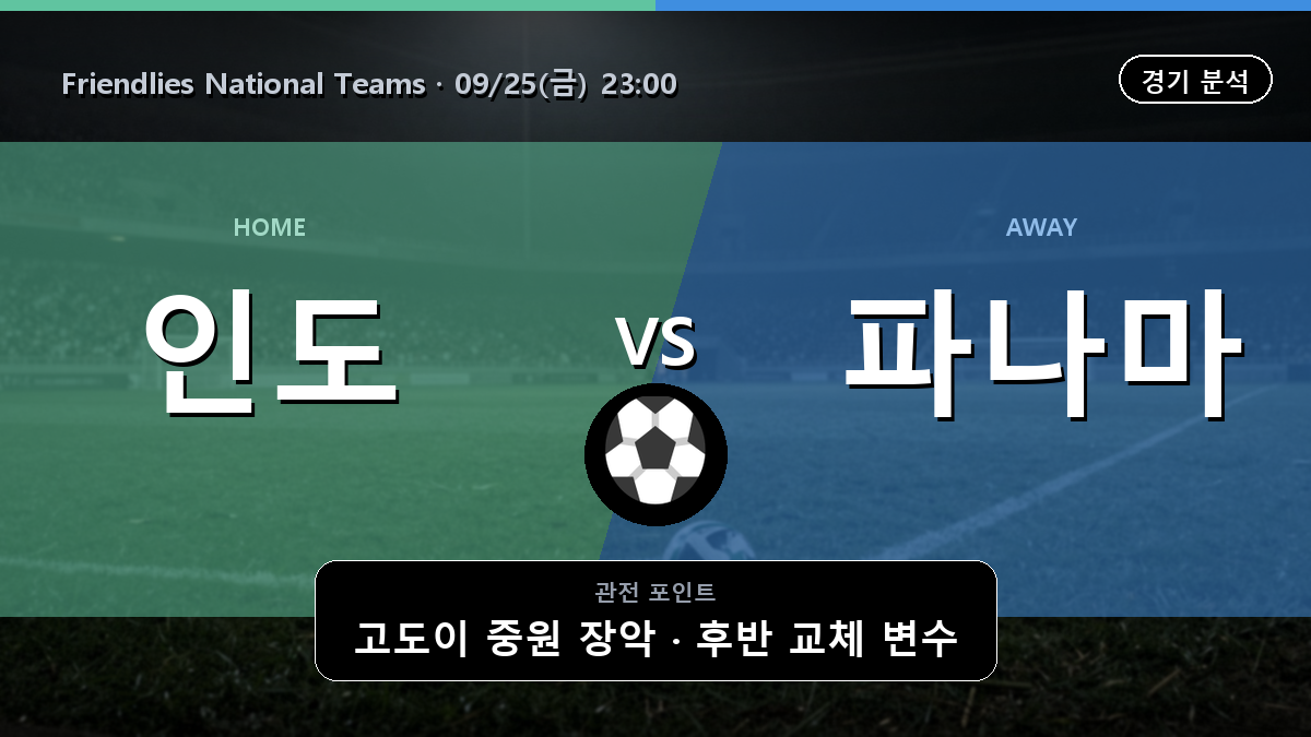 인도 파나마 Friendlies National Teams 경기 분석과 중계 정보