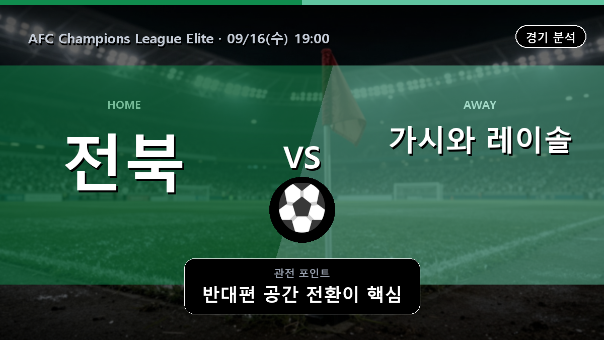 전북 현대모터스 가시와 레이솔 AFC Champions League Elite 경기 분석과 중계 정보