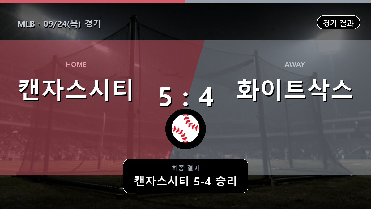 캔자스시티 시카고 화이트삭스 MLB 경기 하이라이트 결과와 중계 정보