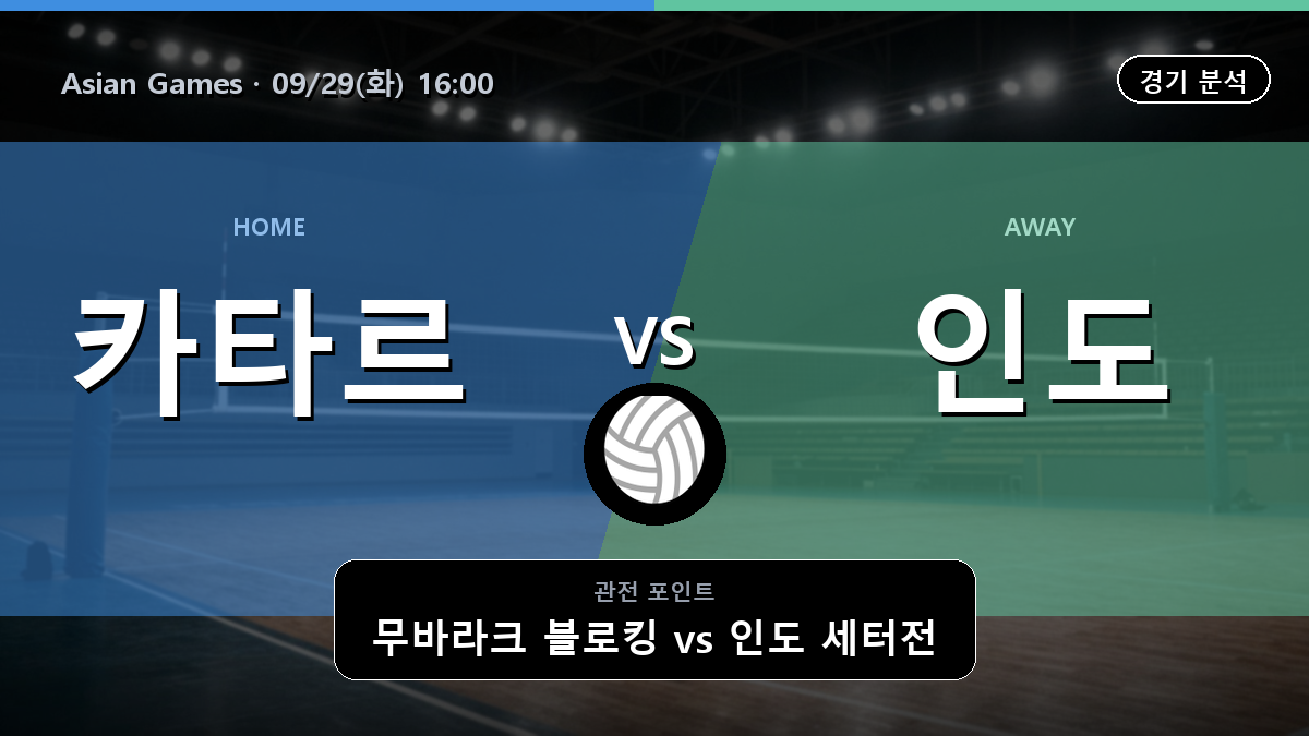 카타르 인도 Asian Games 경기 분석과 중계 정보