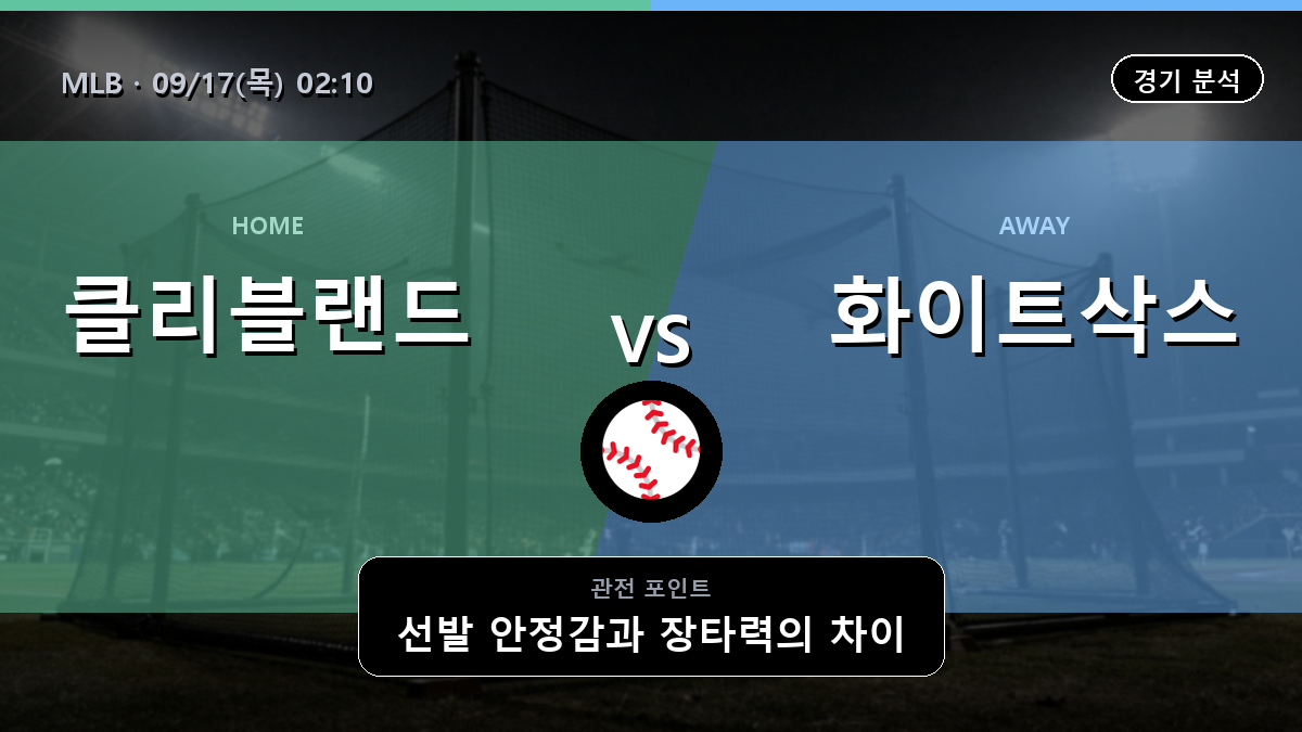 클리블랜드 시카고 화이트삭스 MLB 경기 분석과 중계 정보