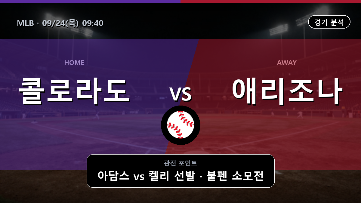 콜로라도 애리조나 MLB 경기 분석과 중계 정보