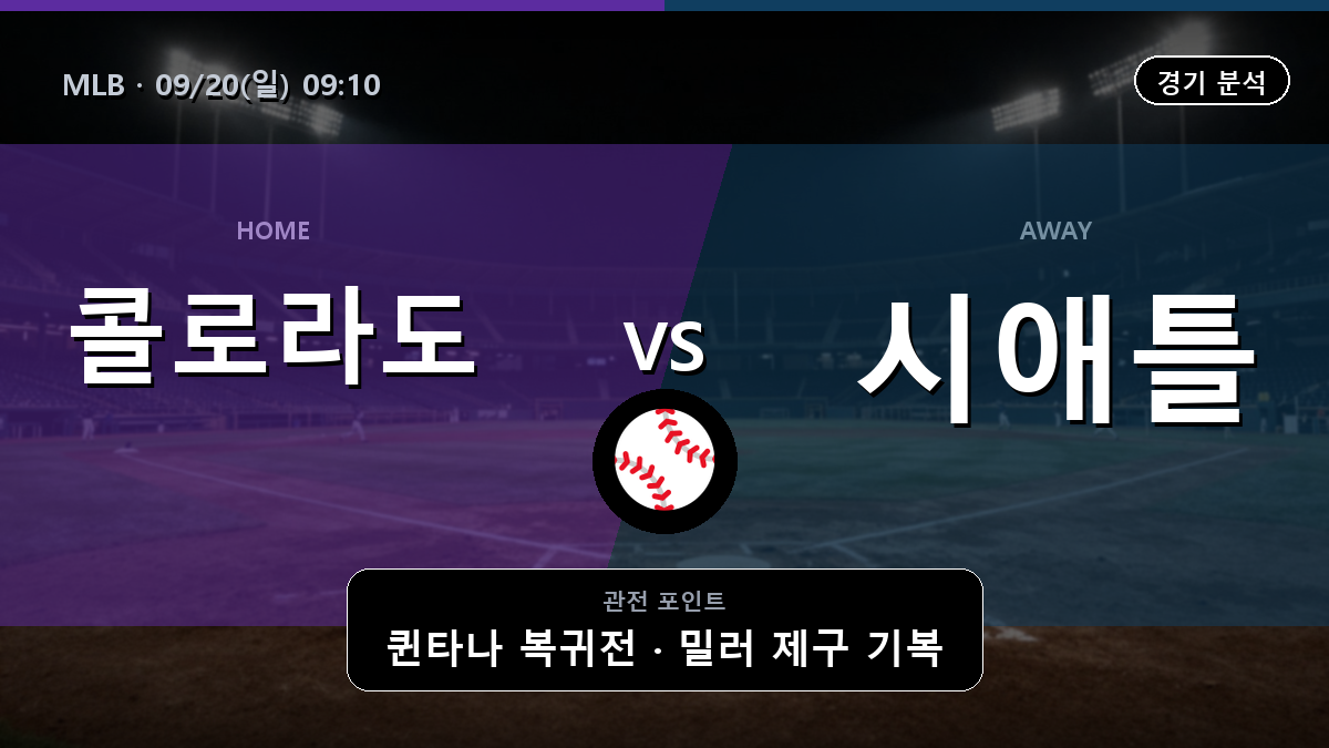 콜로라도 시애틀 MLB 경기 분석과 중계 정보