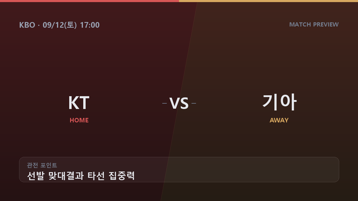 KT 기아 KBO 경기 분석 대진 카드