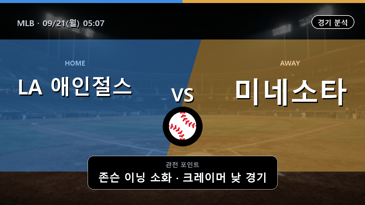 LA 애인절스 미네소타 MLB 경기 분석과 중계 정보