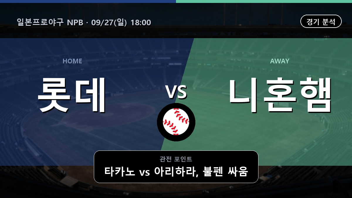 치바 롯데 니혼햄 일본프로야구 NPB 경기 분석과 중계 정보