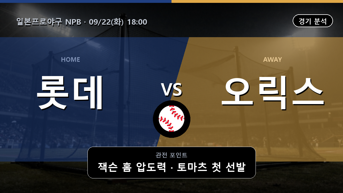 치바 롯데 오릭스 일본프로야구 NPB 경기 분석과 중계 정보