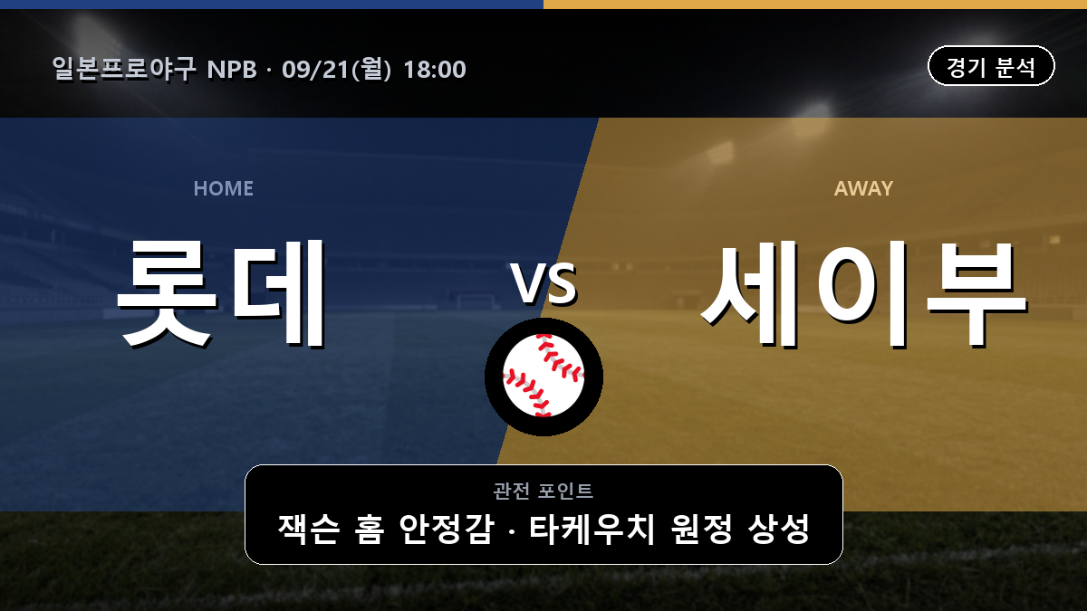 치바 롯데 세이부 일본프로야구 NPB 경기 분석과 중계 정보