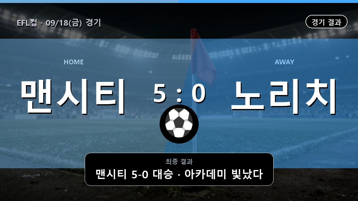 맨체스터 시티 노리치 EFL컵 경기 하이라이트 결과와 중계 정보