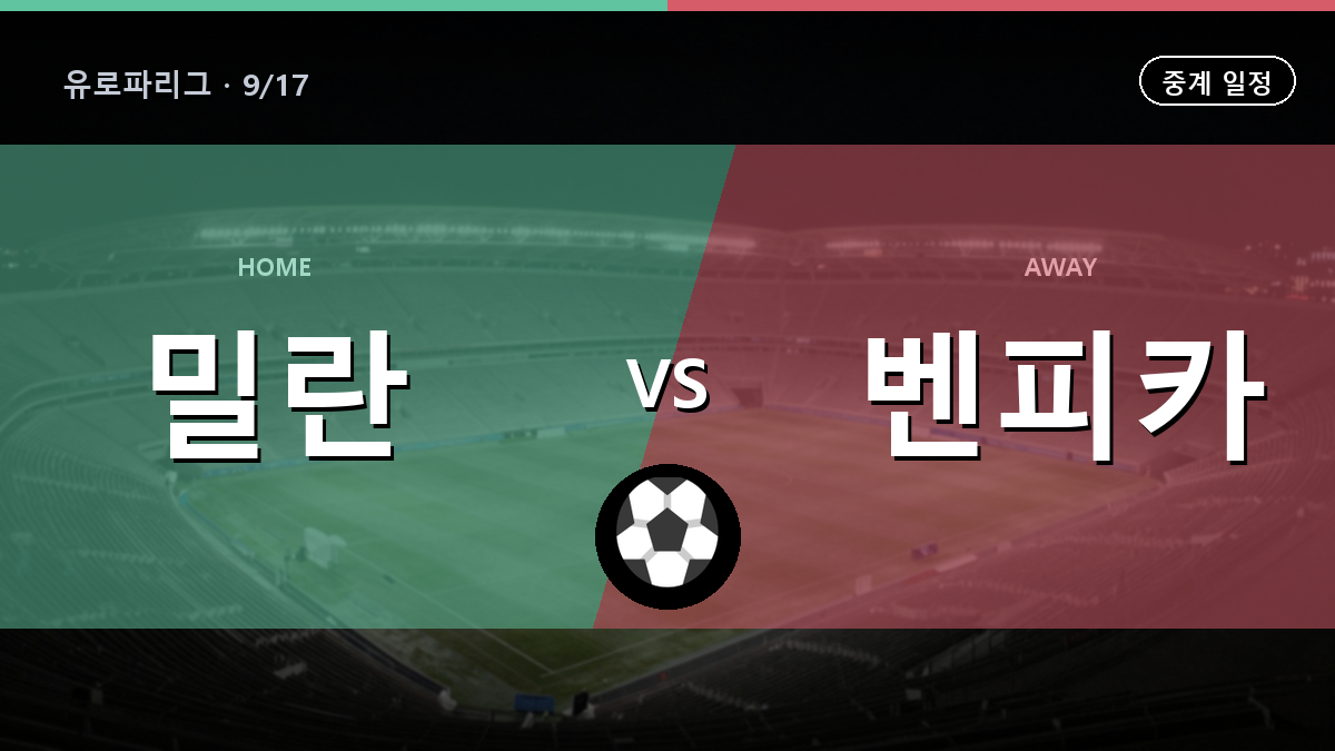 밀란 vs 벤피카 경기 일정과 중계 안내