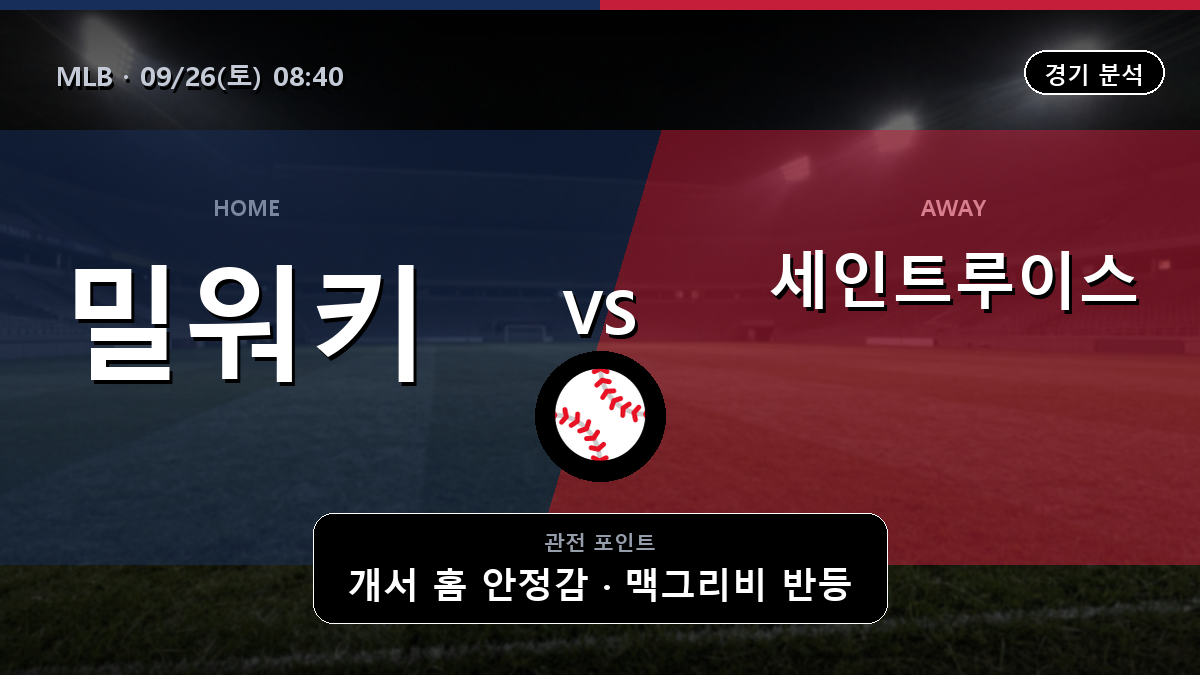 밀워키 세인트루이스 MLB 경기 분석과 중계 정보