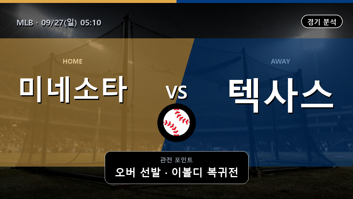 미네소타 텍사스 MLB 경기 분석과 중계 정보