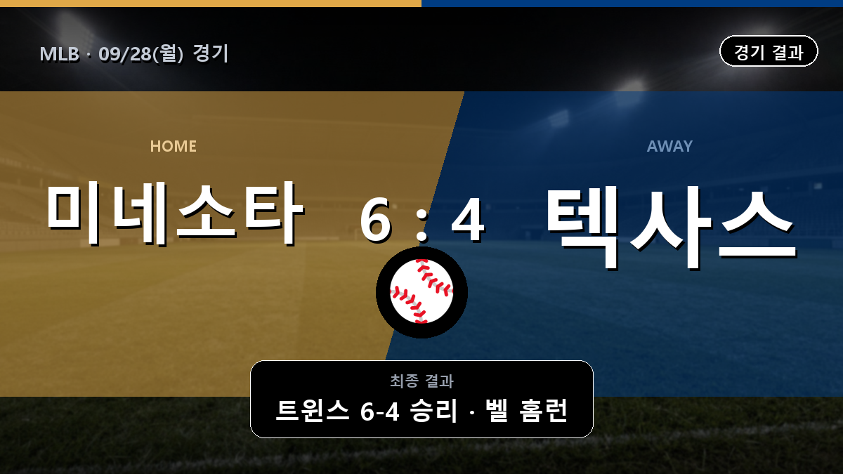미네소타 텍사스 MLB 경기 하이라이트 결과와 중계 정보