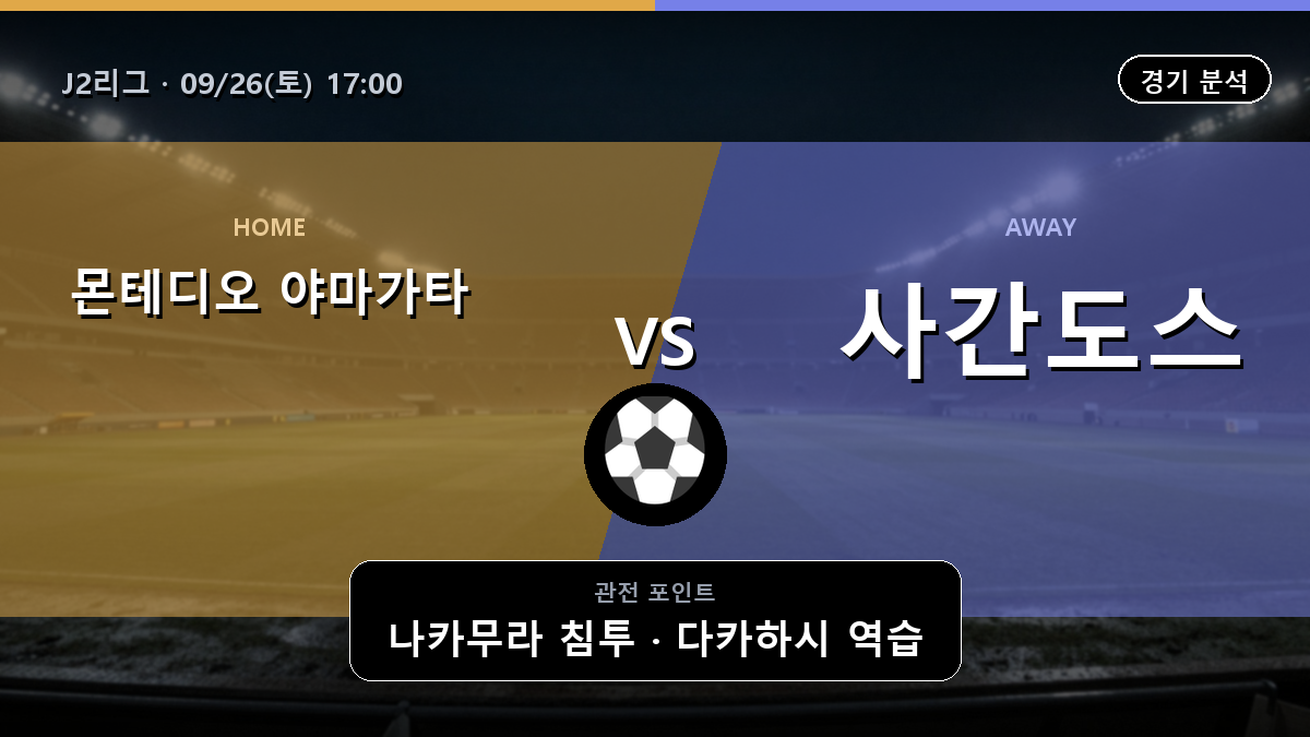 몬테디오 야마가타 사간도스 J2리그 경기 분석과 중계 정보