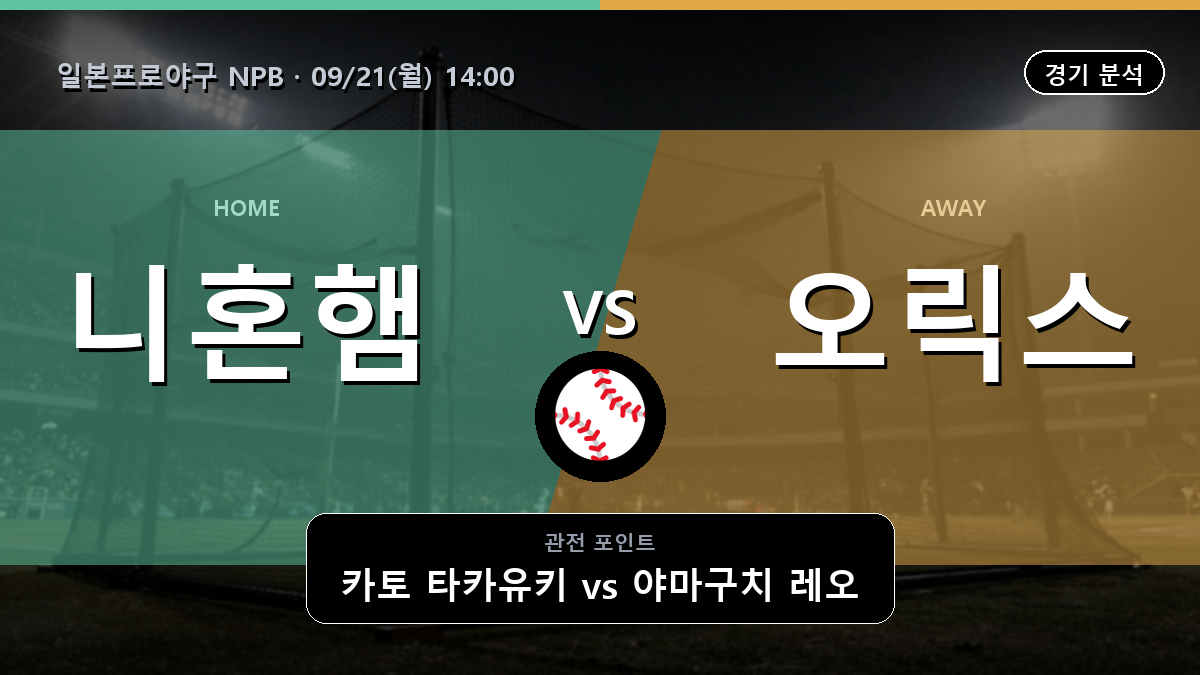 니혼햄 오릭스 일본프로야구 NPB 경기 분석과 중계 정보