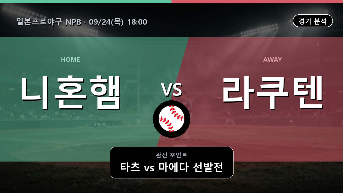 니혼햄 라쿠텐 일본프로야구 NPB 경기 분석과 중계 정보