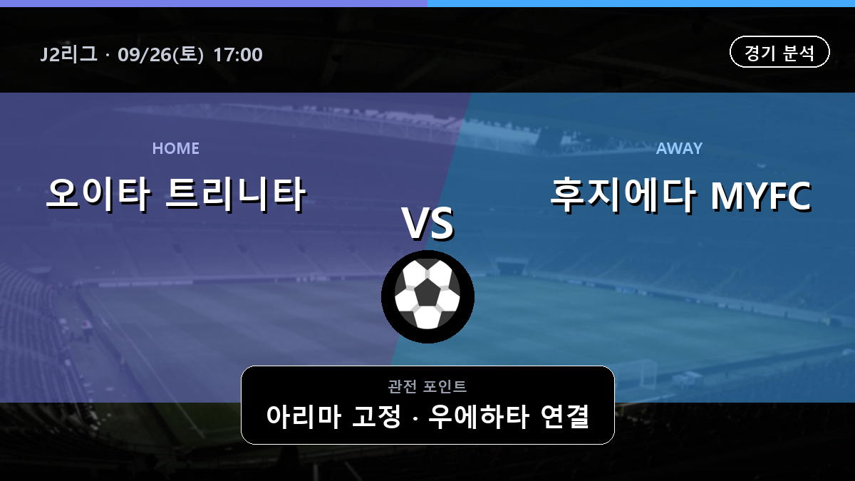 오이타 트리니타 후지에다 MYFC J2리그 경기 분석과 중계 정보