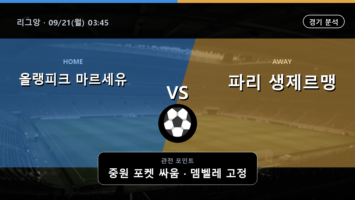 올랭피크 마르세유 파리 생제르맹 리그앙 경기 분석과 중계 정보