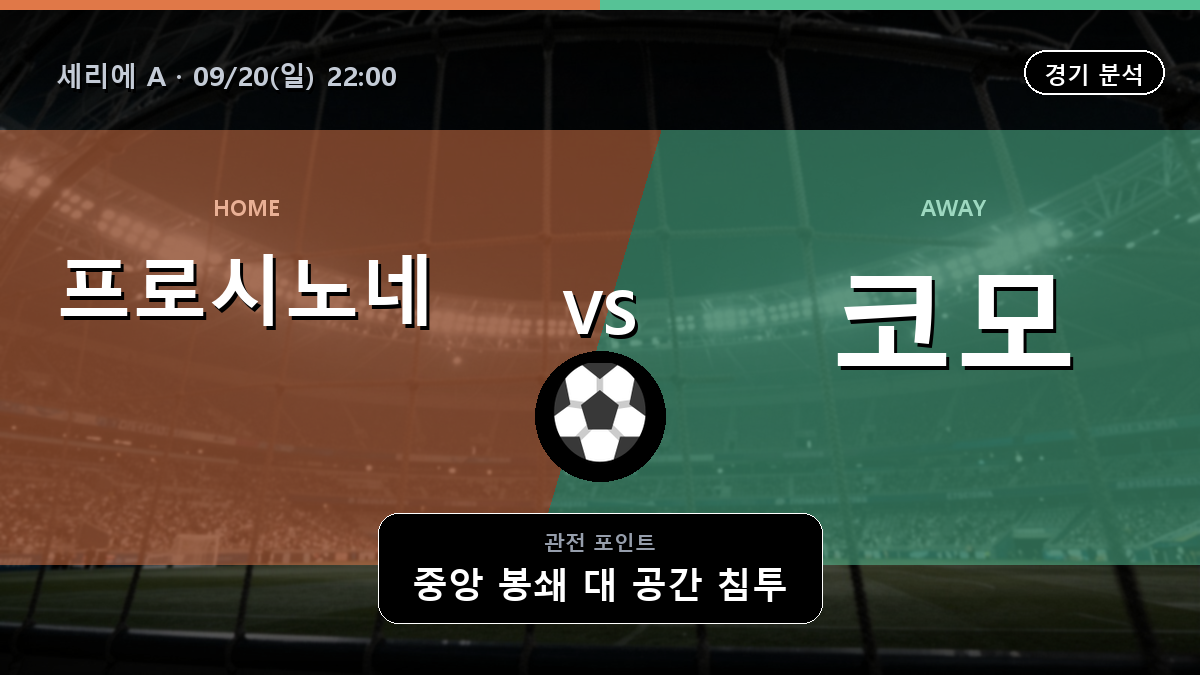 프로시노네 코모 세리에 A 경기 분석과 중계 정보