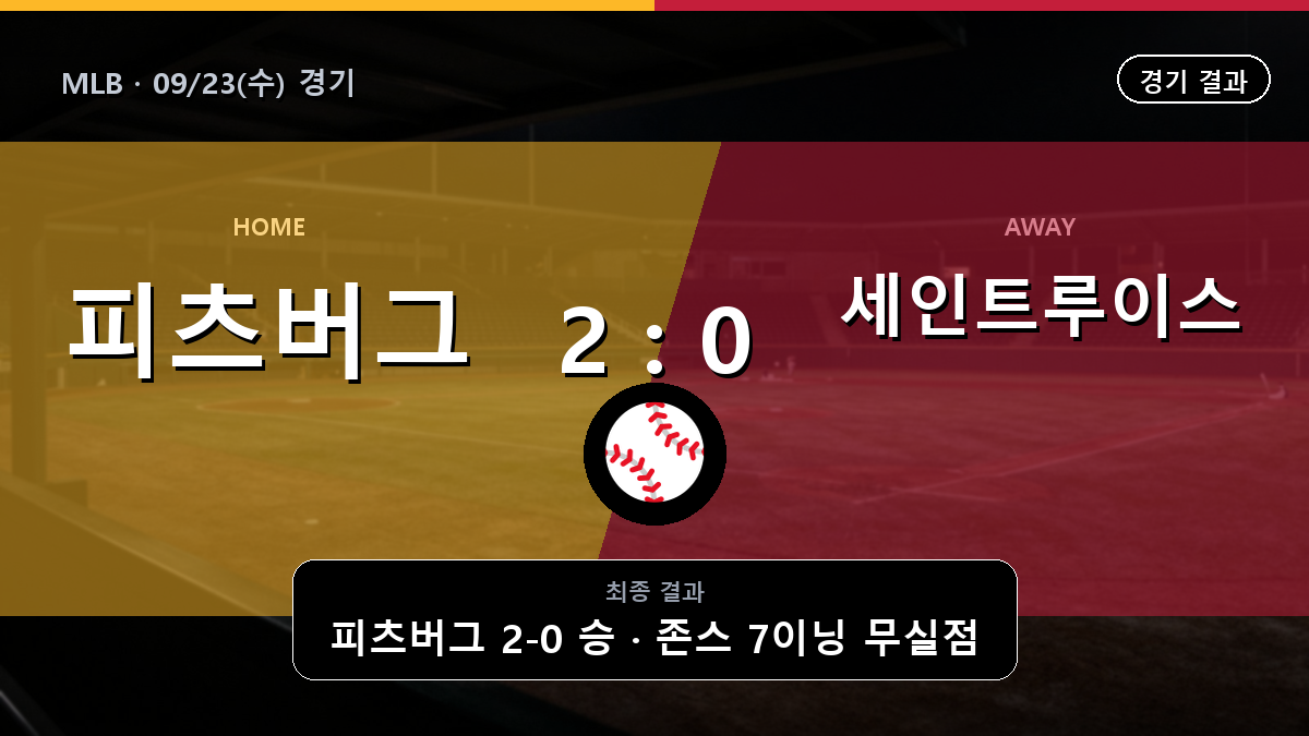 피츠버그 세인트루이스 MLB 경기 하이라이트 결과와 중계 정보