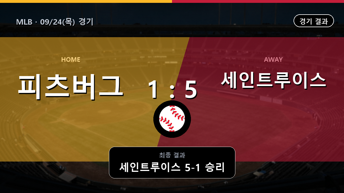 피츠버그 세인트루이스 MLB 경기 하이라이트 결과와 중계 정보