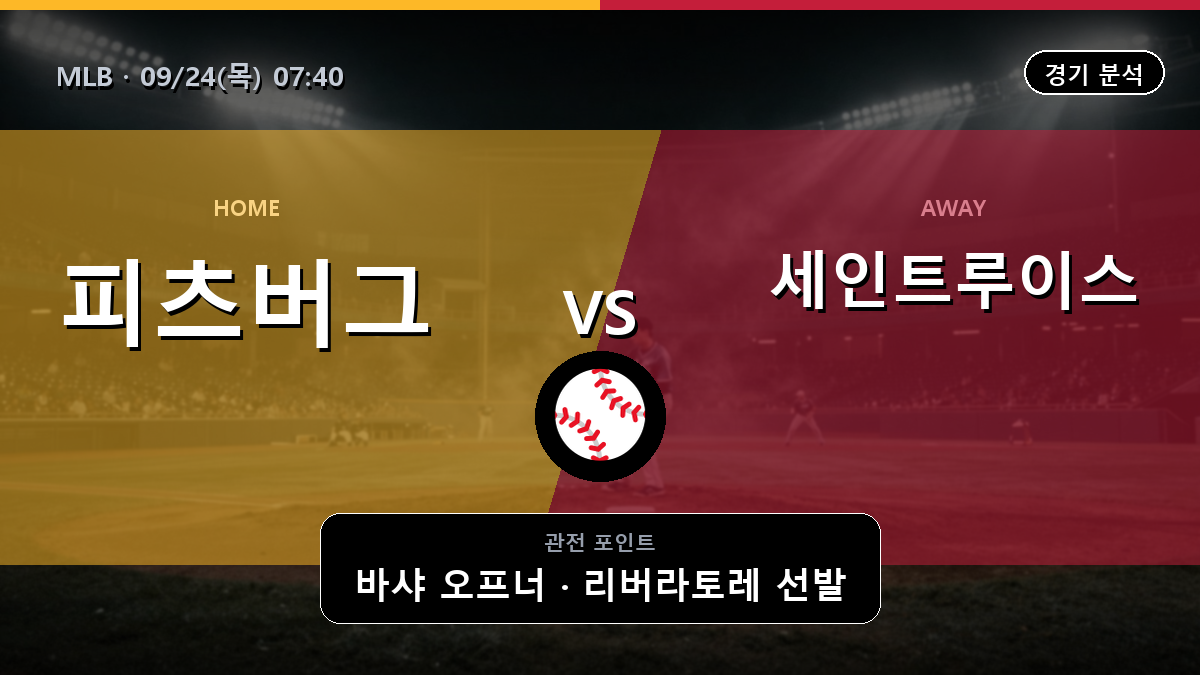 피츠버그 세인트루이스 MLB 경기 분석과 중계 정보