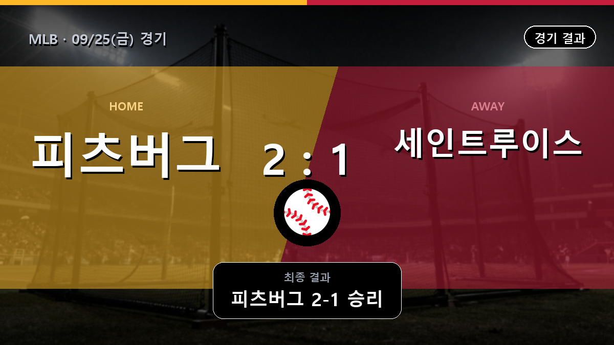 피츠버그 세인트루이스 MLB 경기 하이라이트 결과와 중계 정보