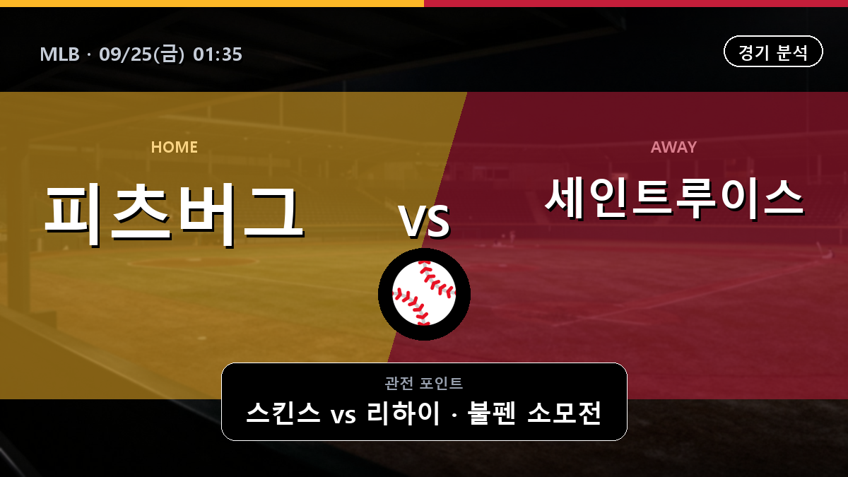 피츠버그 세인트루이스 MLB 경기 분석과 중계 정보