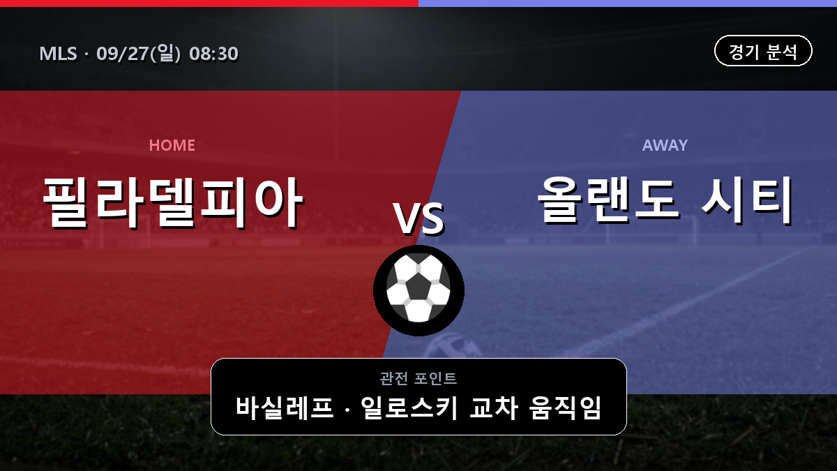 필라델피아 올랜도 시티 MLS 경기 분석과 중계 정보